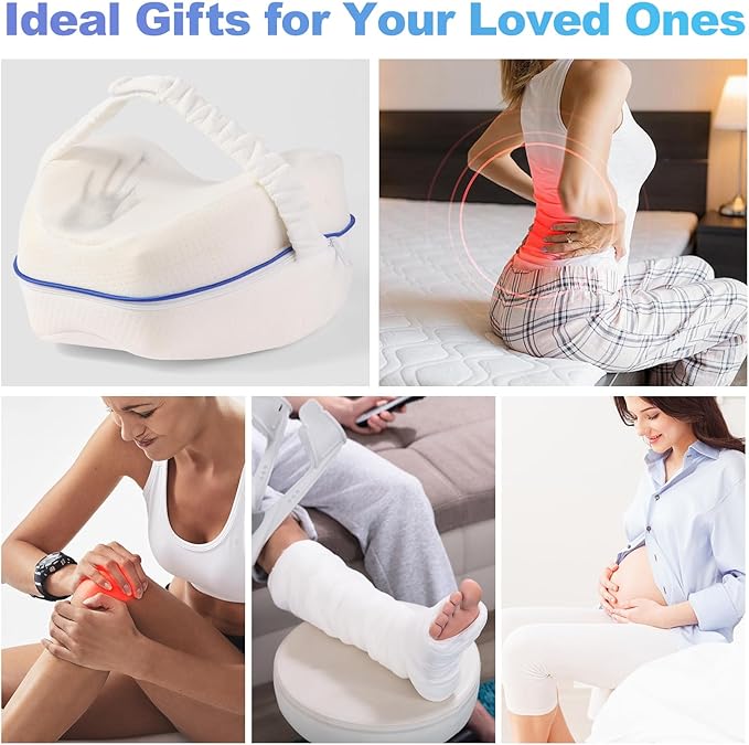 Knee Pillow for Side Sleepers for Back Pain,Leg Pillow for Side Sleepers, Memory Foam Cushion Knee Support Pillows,Pain Relief, Pregnancy Travel Pillow with Extra Washable Cover