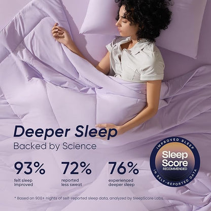 Dream Valley Outlast® Twin XL Cooling Comforter, NASA-Grade Instant Cooling Blanket for Hot Sleepers, Luxurious Comforter for All Season, Lavender Fog, 68"x90"