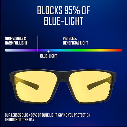 Titan Gaming Glasses, Blue Light Blocking, Night Driving Glasses for Men, Computer Protection Christmas Gift for Gamers