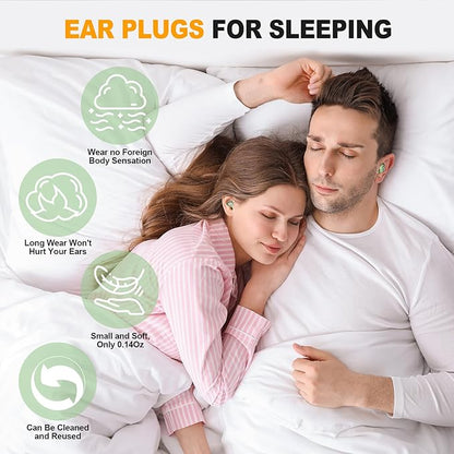 Noise Reducing Ear Plugs, 50dB Noise Cancelling Ear Plugs for Concerts, Reusable Soft Silicone Musicians Earplugs for Side Sleepers/Drummers/Snoring Blocking/Concert Earbuds Protection [Green]