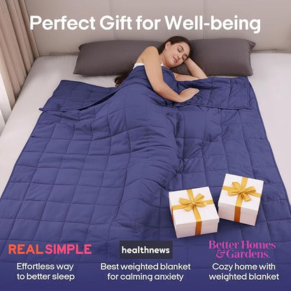 ZonLi Weighted Blanket for Adults(80"x87", 25lbs,Dusk Blue) King Size High Breathability Cooling Heavy Blanket, Soft Material with Premium Glass Beads,All-Season.