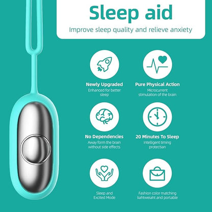 Sleep Aid Device, Micro-Current Sleep Instrument Anxiety Device, Portable Rechargeable Sleep Aid for Anxiety and Insomnia (Green)