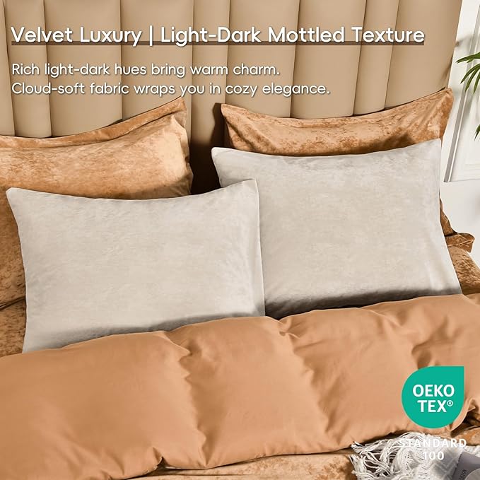 PHF Truly Velvet Pillowcases Standard Size, No Insert, 2 Pack Ultra Soft Breathable Pillow Shams Covers with Envelope Closure, 20" X 26" Luxury Cozy Warm Fuzzy Flannel, Sand