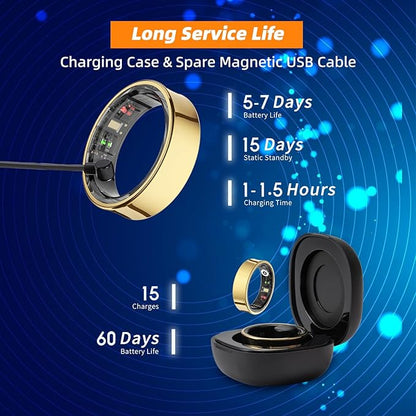 Smart Ring for Women Men, Fitness Tracker Ring with Body Temperature, Heart Rate, Blood Oxygen, Sleep Monitor, Calories, No Subscription Fee, IP68 Waterproof for iPhone & Android(Silver, #12)