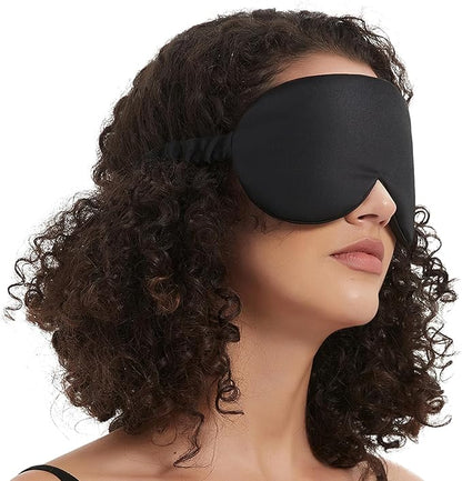 ALASKA BEAR Sleep Mask with Silk-Covered Adjustable Strap for Hair Care, Silk Eye Mask Comfortable Scrunchy Band Over Ears (Built-in Contour Insert, Luxury 22 Momme)