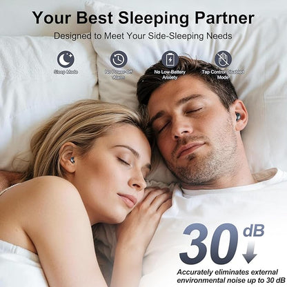 2026 Sleep Earbuds Bluetooth 6.0 in Ear, Mini Sleep Headphones with Sleep Monitor and APP, Small Earplugs for Side Sleepers, 48H Playtime Sleep Earphones with Sleep Mode, Personal Alarm, Black