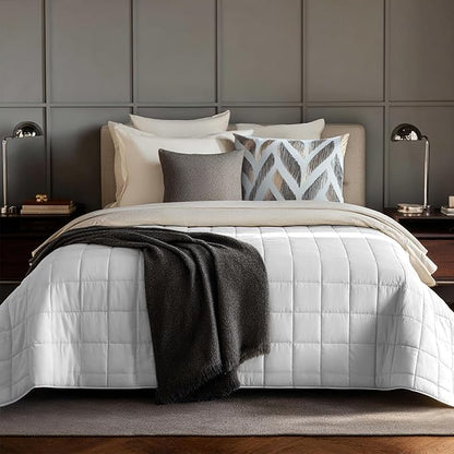 HomeSmart Products White Weighted Blanket Queen Size 30 lbs - Premium Ultra Soft Fabric