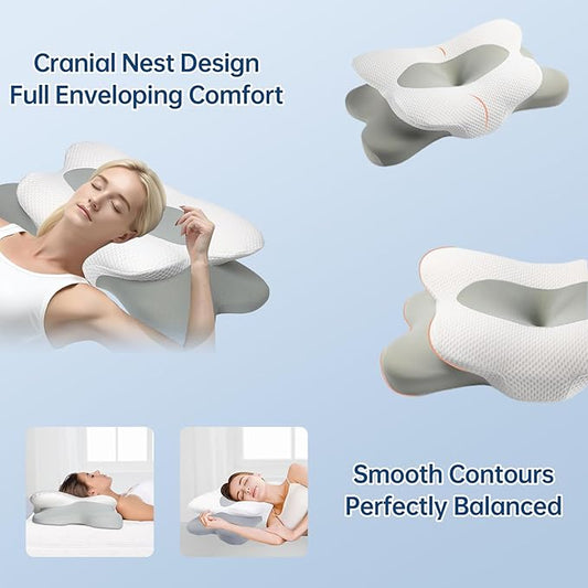 Cervical Neck Pillow for Sleeping, Ergonomic Side Sleeper Pillow for Neck Support, Premium Memory Foam Pillows, Contour Pillow Orthopedic Pillow for Side Back Stomach Sleepers