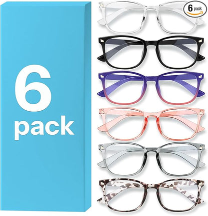 MIGSIR 6 Pack Blue Light Blocking Glasses for Women Men – Stylish Computer & Gaming Glasses, Fashion Square Frame Eyewear