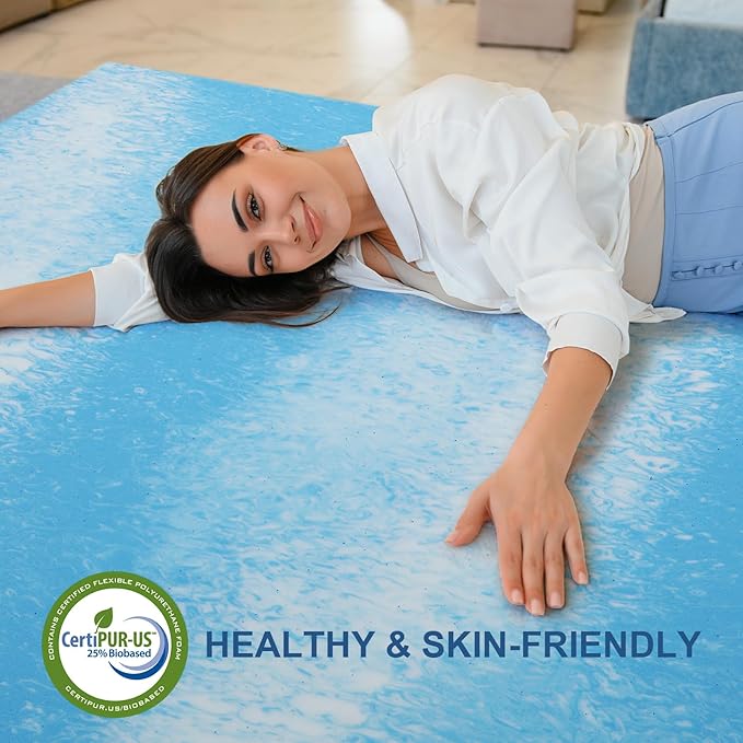 2 Inch Gel Memory Foam Mattress Topper, King Size Cooling Bed Topper for Back Pain & Pressure Relief