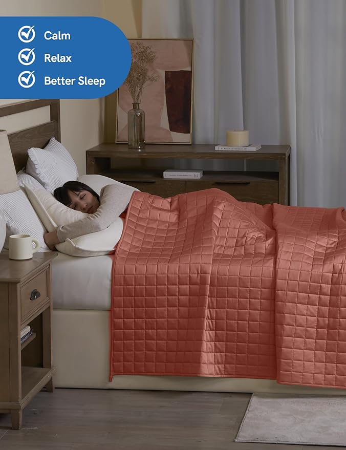 YnM Exclusive Cooling Weighted Blanket, Bed Blanket for One Person of 140lbs, Ideal for Twin/Full Bed (48x72 Inches, 15 Pounds, Carribean Sunset)