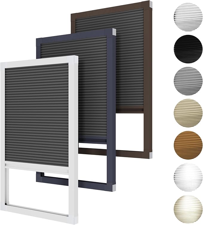 Cellular Shades Cordless Blackout, Skylight Blinds for Windows Roof Window Shades for Home, Room Darkening Honeycomb Blinds for Doors - Custom Cut to Size(Blackout, Grey)
