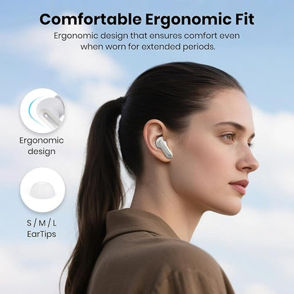 Bluetooth Headphones 5.4 Wireless Earbuds 2-in-1 Case and Phone Stand Noise Cancelling Earbuds Powerful Bass in-Ear Bluetooth 70H Playtime 35dB Hybrid ANC Waterproof for Sports/Workout White