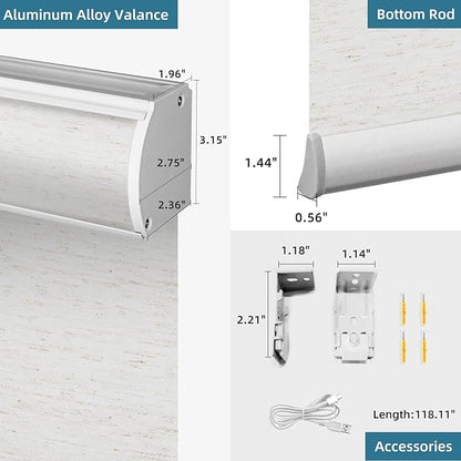SmartWings Motorized Roller Shades Work with Homekit, Alexa Google, 100% Blackout Smart Blinds for Windows, Cordless Remote Control Window Shades, Linen White, Customized Size