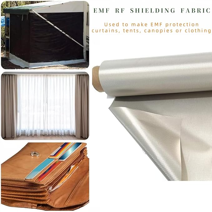 Amradield Faraday Fabric 43"x 100M long Faraday Cloth Tape Nickel Copper Polyester Material Influence RF Signals WiFi Cell Bluetooth RFID Guards you Against Harmful Frequencies and Possible Data Theft