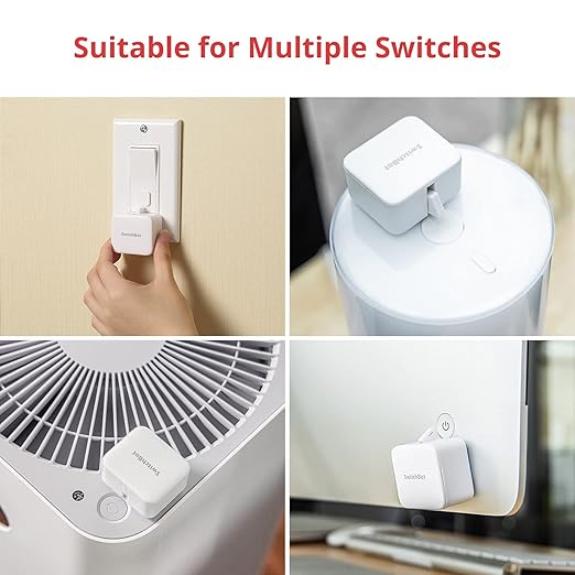 Switchbot Smart Switch Button Pusher (Bluetooth) – Fingerbot for Rocker Switch/One-Way Buttons, App Timer Control, No Wiring, Optional Hub Required for Voice/Remote, White, 2 Packs