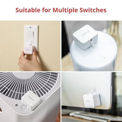 Switchbot Smart Switch Button Pusher (Bluetooth) – Fingerbot for Rocker Switch/One-Way Buttons, App Timer Control, No Wiring, Optional Hub Required for Voice/Remote, White, 2 Packs