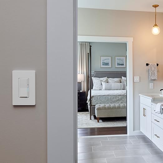 Lutron Diva Smart Dimmer Light Switch for Caseta Lighting (Lutron Smart Hub Required), for LED Lights, 150W, Single-Pole/3-Way, No Neutral, White, 2 Pack (DVRF-6LS-WH-2)