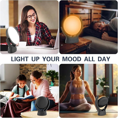 Voraiya Light Therapy Lamp, UV-Free 10000 Lux Therapy Light, Rotatable Happy Sunlight Lamp with 5 Brightness & 3 Color Temperature,Timer & Memory Function, Daylight for Bedroom, Office
