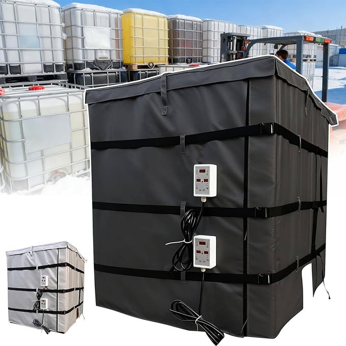 IBC Tote Heater Blanket, IBC Container Heater, IBC Tote Freeze Protection, Smart Temperature Control up to 150°C, IBC Tote Blanket with Thermostat, Barrel Heating Equipment Black-275Gallon/1000L
