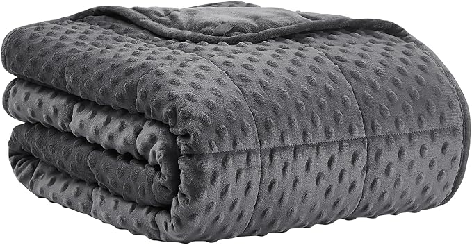 CuteKing Weighted Blanket - Weighted Blanket with Premium Glass Beads - Heavy Blanket Crystal Velvet for Comfort Sleep - Thick Blanket All Season (15lbs, 48"x72", Grey Bubble)
