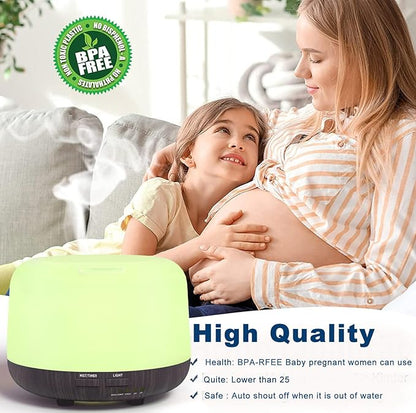 300ML Remote Control Air Diffusers for Essential Oil, Aroma Ultrasonic Scent Diffuser, Aromatherapy Humidfier Diffuser, 7 Color Changing LED Light, Auto-Off, Timer for Home, Room, Office, Kids