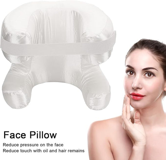 Memory Foam Face Pillow, Ergonomic Design, Silk Fabric Beauty Pillow for Back Sleep Training Pillow, Memory Foam Support, Soft Cushioning, Suitable for Comfortable Sleep (White)