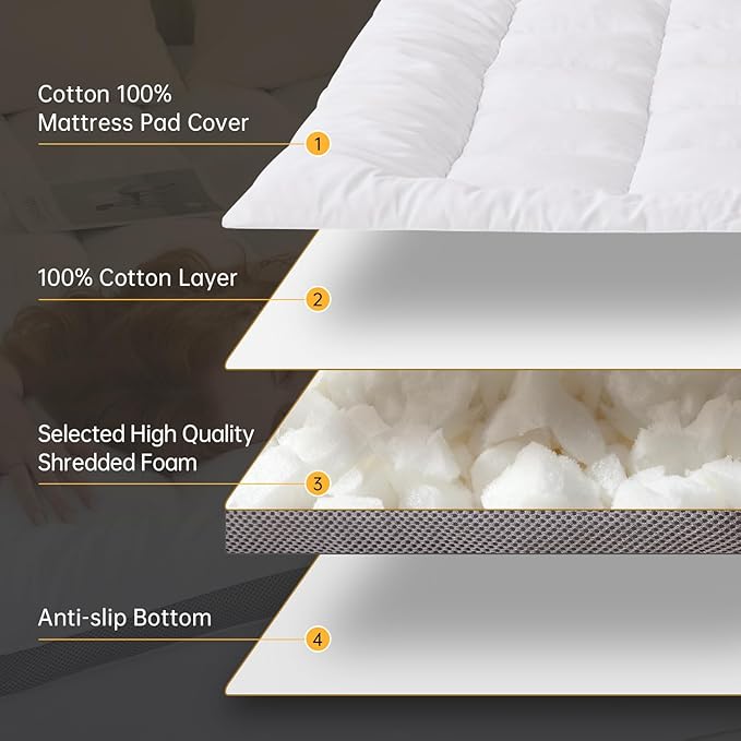 SAPHREAS 3 Inch Memory Foam Mattress Topper King Size with 8-20 inches Stretchable Pockets, Soft Pillow Top Mattress Pad for Back Pain Relief with Breathable Air Mesh Sides