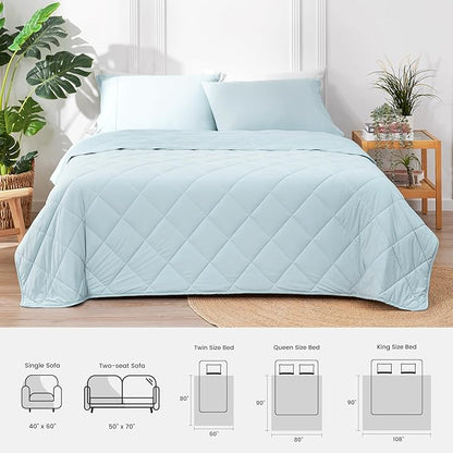 Cozy Bliss Cooling Blanket for Hot Sleepers King Size, Q-Max 0.45 Cooling Comfort, Cold Blankets for Night Sweats Sleeping, Ultra-Cool Lightweight Breathable Summer Blanket for Bed, Cool Blue