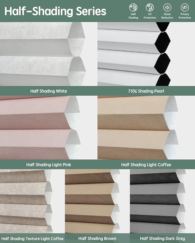 Yoolax Smart Cellular Shades, Motorized Arch Window Honeycomb Blinds Motorized Blinds with Remote Compatible with Alexa, Arch Cellular Shades Fabric Samples (Multi-Color)