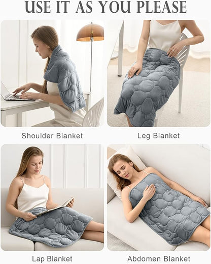Cottonblue Weighted Lap Blanket 5lbs, Cozy Luxury Crystal Velvet Weighted Blanket for Adults, Small Weighted Blanket for Relaxation, Sleeping, Travel, Grey, 29" x 33"