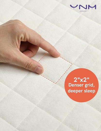 YnM Ultra-Soft Weighted Blanket, Fluffy Bubble Cuddle Heavy Bed Blanket, Plush Faux Fur Big Comforter, Soft & Warm Home Decor Piece (Cream, 90''x90'' 25lbs, Full/Queen)