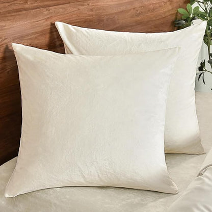 PHF Super Soft Velvet Throw Pillow Covers, 24"x24", No Insert, 2 Pack Color Gradient Cushion Covers, Ultra Soft Cozy Square Covers Shell for Home Decorative, No Shedding, No Pilling, Cream