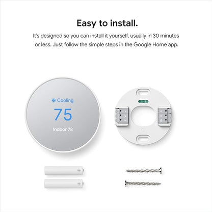 Google Nest Smart Thermostat for Home, Programmable WiFi Thermostat - Fog (Renewed)