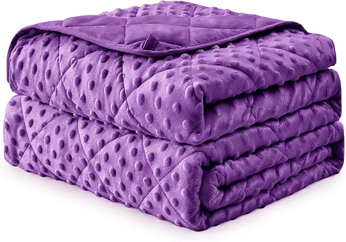 Purple Weighted Blanket for Adults 20lbs, 48"x72", Twin Full Size Cooling Minky Heavy Throw Blanket for 130-220lbs, Soft Winter Thick Big Blankets Weighted Comforter Gift for Sleeping