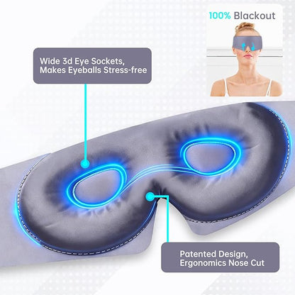 Calm&Relax Bamboo Sleep Mask: 3D Blackout Sleeping Eye Mask for Side Sleepers - Zero Pressure Eye Covers for Travel Airplane(Grey)