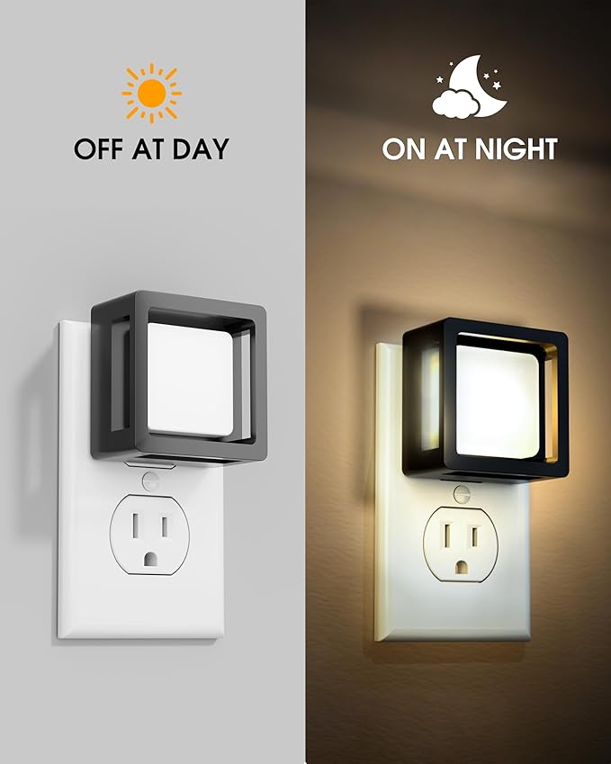 LED Night Light, Night Lights Plug Into Wall [2 Pack] with Dusk-to-Dawn Sensor, Dimmable Nightlights, Adjustable Brightness for Bathroom, Hallway,Toilet