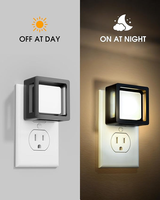 LED Night Light - Plug Into Wall [2 Pack] - with Dusk-to-Dawn Sensor 3000K Warm Lights - Adjustable Brightness for Adult Kids Bedroom Bathroom Toilet