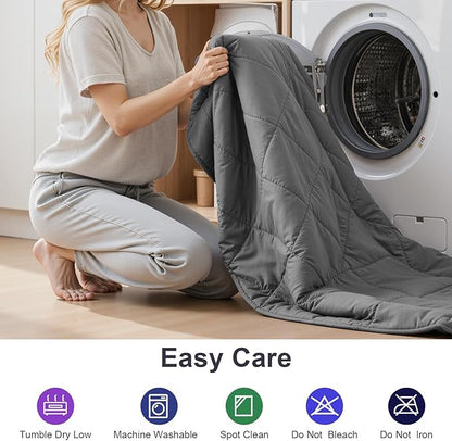 Weighted Blanket 20lbs 60"x80", Cooling Heavy Throw for 120-160lbs Persons, Premium Glass Beads & Soft Breathable Fabric for All-Season Sleeping Comfort