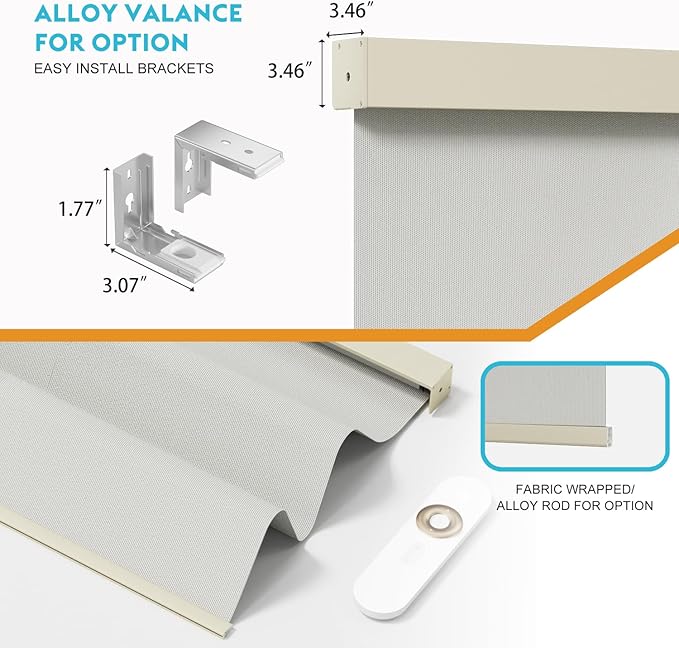 Motorized Blinds with Remote, Smart Blind Roller Shades Compatible with Alexa, Durable Rechargeable Battery Solar Power Electric Window Blinds Motorized Shades Customized Size (Pure Beige)