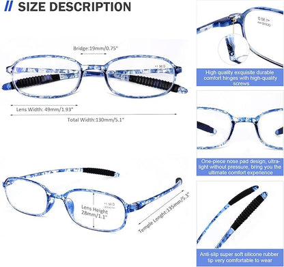 AQWANO 2 Pack Blue Light Blocking Computer Reading Glasses UV400 Protection Flexible TR90 Frame Lightweight Readers Glasses for Women Men, 3.5