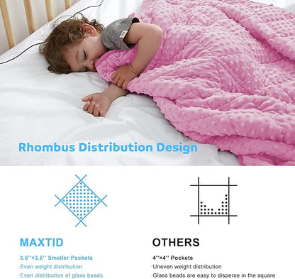 MAXTID Weighted Blanket for Kids 3lbs Pink 36x48 Kids Heavy Blanket Comfort Sensory Blankets for Girls