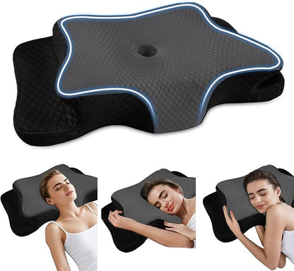 Pain Relief Cervical Pillow for Neck Support, Adjustable Ergonomic Pillow Cozy Sleeping, Odorless Orthopedic Memory Foam Pillows, Contour Bed Pillow for Side Back Stomach Sleeper-King Size