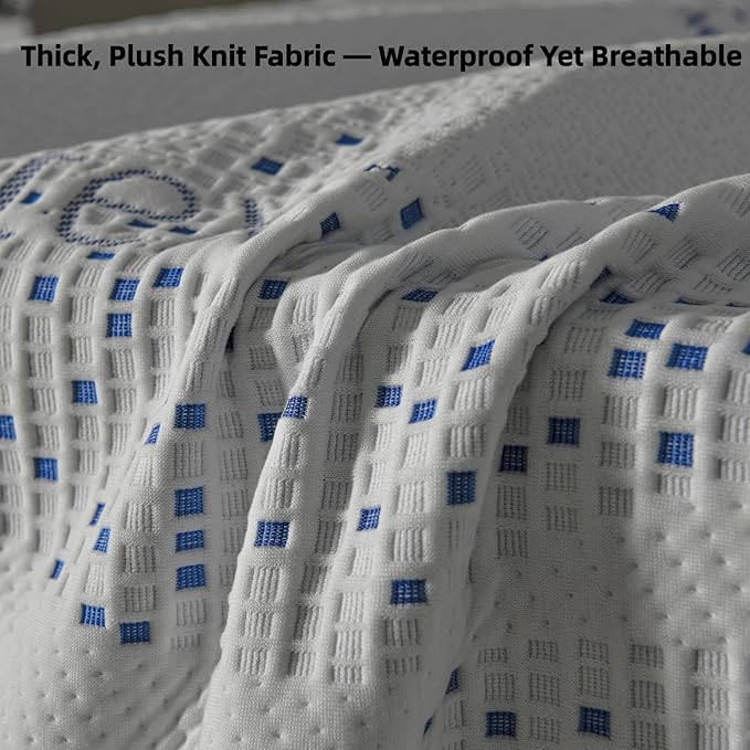 Heavy Duty Waterproof Mattress Protector, Breathable Knit Fabric, 6-Sided Zippered Encasement, Queen Size Mattress Cove-Super King 78''x80''.Depth 12''-13''