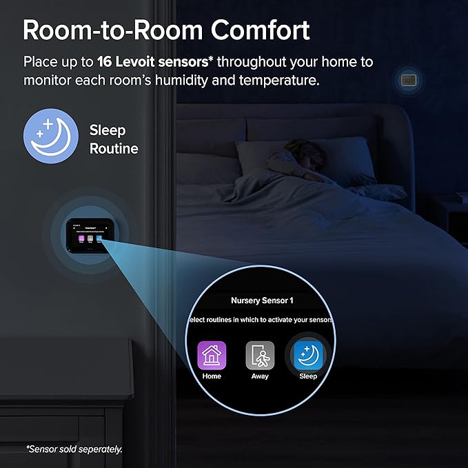 LEVOIT Smart Thermostat for Home, WiFi Programmable Digital Thermostat, Works with Alexa and Smart Sensor, Energy Saving, Large Touch Screen, C-Wire Adapter Included, DIY Install, Aura 400S, White