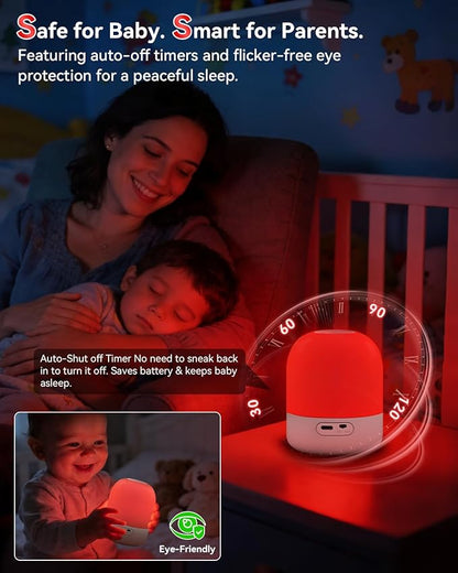 670nm Red Light for Sleep, 100% Blue Light Blocking, 360° Red Night Light Lamp with Remote & Touch Control, Dimmable, 4 Timers, Melatonin Promoting Natural Sleep Aid for Bedside Bedroom, Baby Nursery