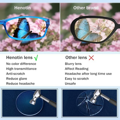 Henotin 6-Pack Reading Glasses Blue Light Blocking Anti Eyestrain Computer Reading Glasses for Women and Men Readers (Mix Color-A, 0.00, Diopters)