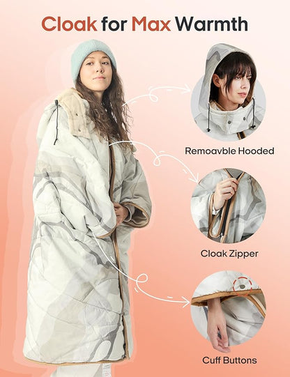 ZonLi Heated Blanket Battery Operated, Wearable Portable Electric Blanket with Rechargeable Battery, 50"x60" Cordless Heated Blanket, Waterproof, Machine Washable(Marble Pattern)