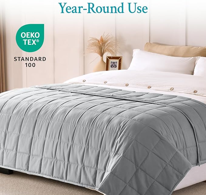 Topblan Weighted Blanket for Adults 25lbs, Breathable Big Weighted Blanket for Sleeping, Soft Heavy Microfiber Material with Glass Beads Blanket for All Season, Sofa Bed, 80"x87" King Size,Grey