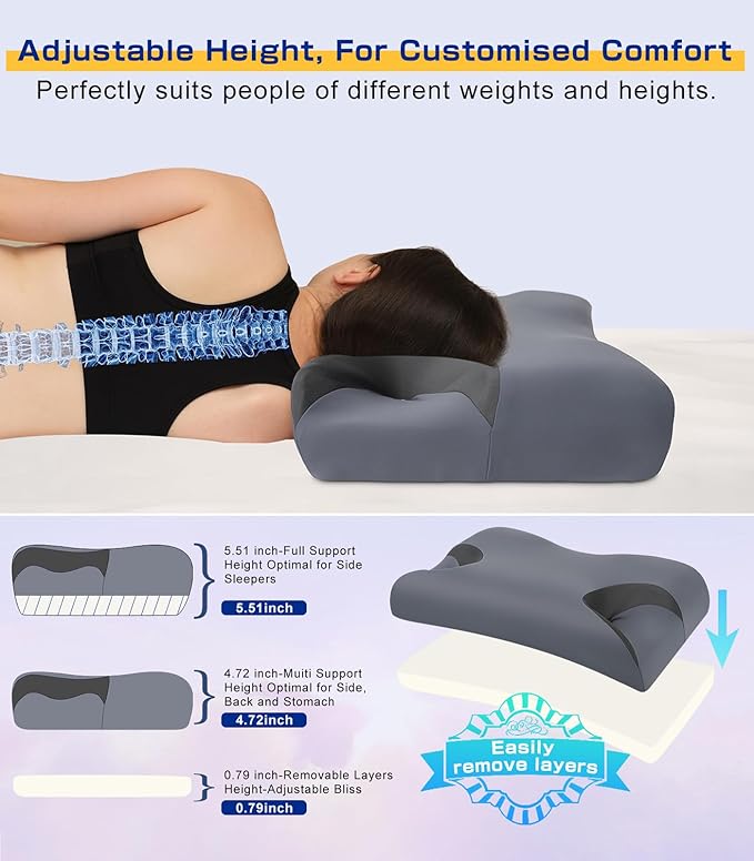 IKSTAR 5.0 CPAP Pillow for Side Sleeper - Adjustable Height/Neck Support - Memory Foam Pillow Suitable for All CPAP Mask Users-Ideal for Side Back Sleeper-Reduce Air Leaks